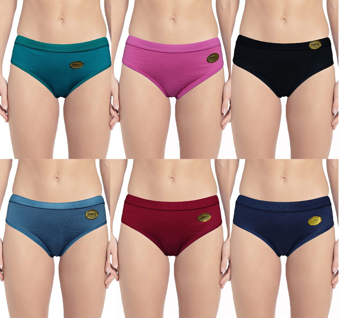 Zopli Hipster Multicolor Cotton Fabric Daily Wearing use Plain Panty /Panties For Women And Girls